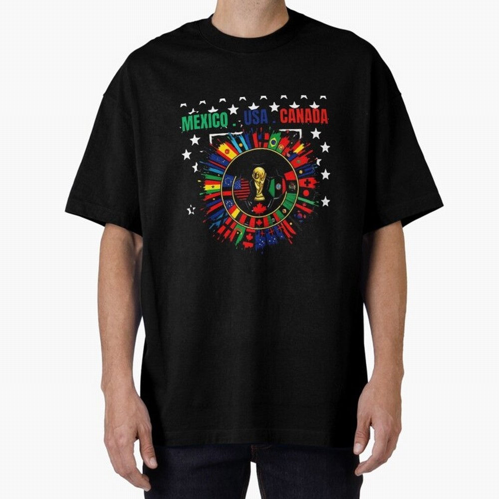 Multinational Nations Flags Badge Oversized T-Shirt Keep Football History Alive during the FIFA World Cup 2026 Journey through Cristiano Ronaldo, Haaland and CR7 Highlights, Argentina, France and Brazil Pride, Champion Mindset, Group Stage Buzz,