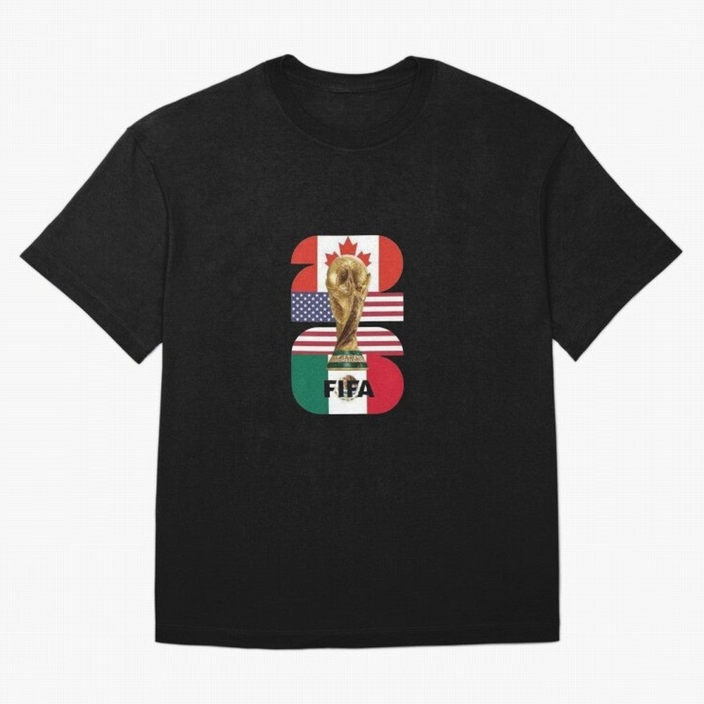 Three Nations Host Trophy Vertical Oversized T-Shirt Live the Energy of Match Day Hype around FIFA World Cup 2026 Group Stage, Mbappe, England and Germany, Retro Football Energy, Iconic Rivalries, Trophy Chase Drama and Stadium Atmosphere; Made for