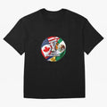 Host Trio Flags Circular Emblem Oversized T-Shirt Turn Up for FIFA World Cup 2026 USA Canada Mexico Driven by Messi and Cristiano Ronaldo, Portugal, Spain and Germany Energy, Championship Spirit, Famous Goals, Roaring Crowds and International