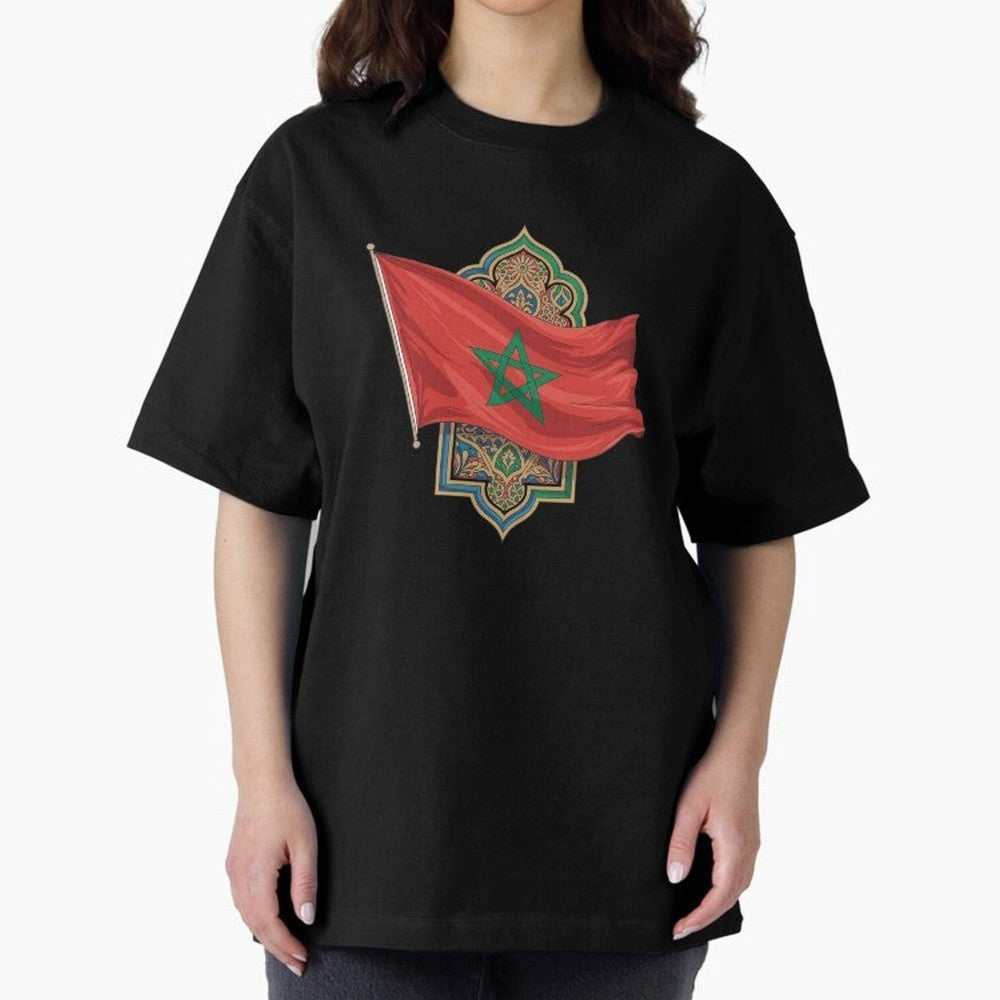 Morocco Flag Heritage World Cup 2026 Oversized T-Shirt Fuel the Hype around FIFA World Cup 2026 for Fans of CR7 and Messi and England and Germany, Bringing Match Day Excitement, Supporter Culture, Golden Goals and Global Football Passion; Ideal for