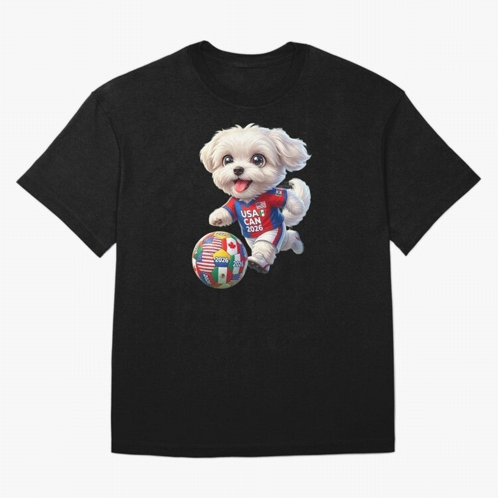 Cute Maltese Soccer Star - FIFA 2026 World Cup Edition Oversized T-Shirt Join Match Day Hype around FIFA World Cup 2026 USA Canada Mexico, Mbappe and Neymar, Portugal, Spain and Germany, Stadium Memories, Football Loyalty, International Chants and