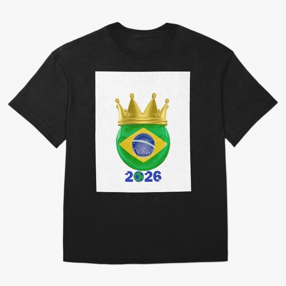 Brazil Football Champion Crown 2026 Oversized T-Shirt Capture Global Football Passion for FIFA World Cup 2026, Made for Mbappe and Neymar, Spain, Tournament Hype, Historic Matchups, Family Viewing Parties and Global Sports Pride; Great for