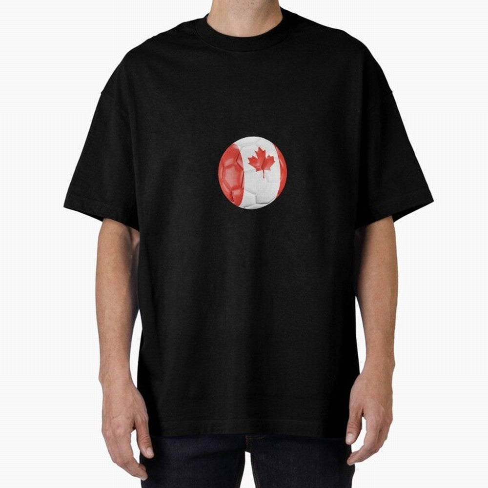 Canada Oversized T-Shirt Stand Out with Spirit from Global Football Passion for FIFA World Cup 2026 USA Canada Mexico, Capturing Messi and Cristiano Ronaldo, England, Vintage Soccer Flavor, Modern Football Stars, National Flags and Final Night