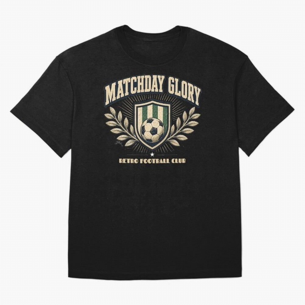 Matchday Glory Vintage Football Club Heritage Shield Emblem Oversized T-Shirt Cheer for Global Football Passion for FIFA World Cup 2026, Centered on Neymar, Haaland and Cristiano Ronaldo, Argentina and Brazil, Match Day Excitement, Supporter