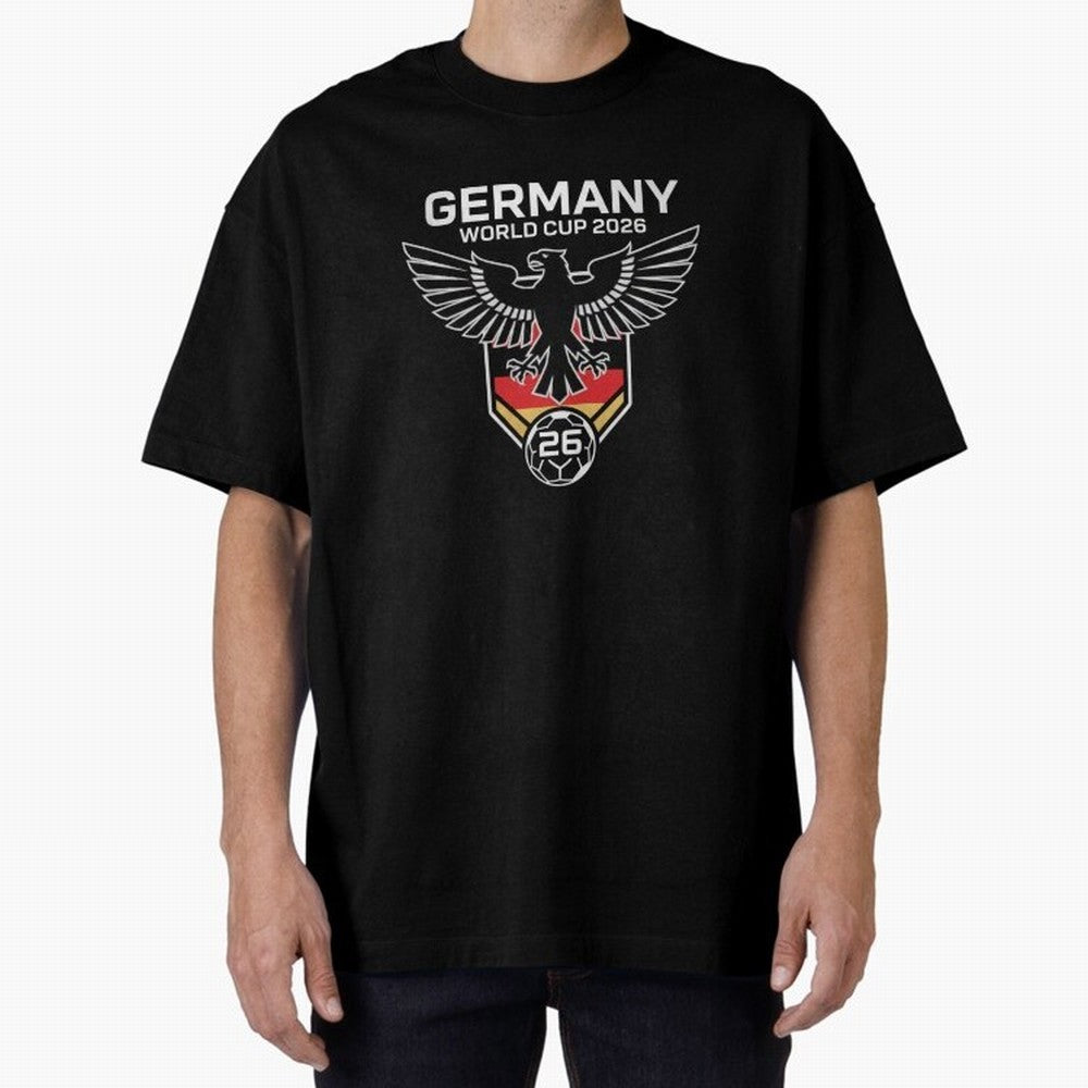 Germany National Football Team World Cup 2026 Eagle Logo Oversized T-Shirt Stand with Global Football Passion for FIFA World Cup 2026 USA Canada Mexico, Driven by Mbappe and Neymar, Argentina, Soccer Culture, Superstar Moments, National Team Dreams