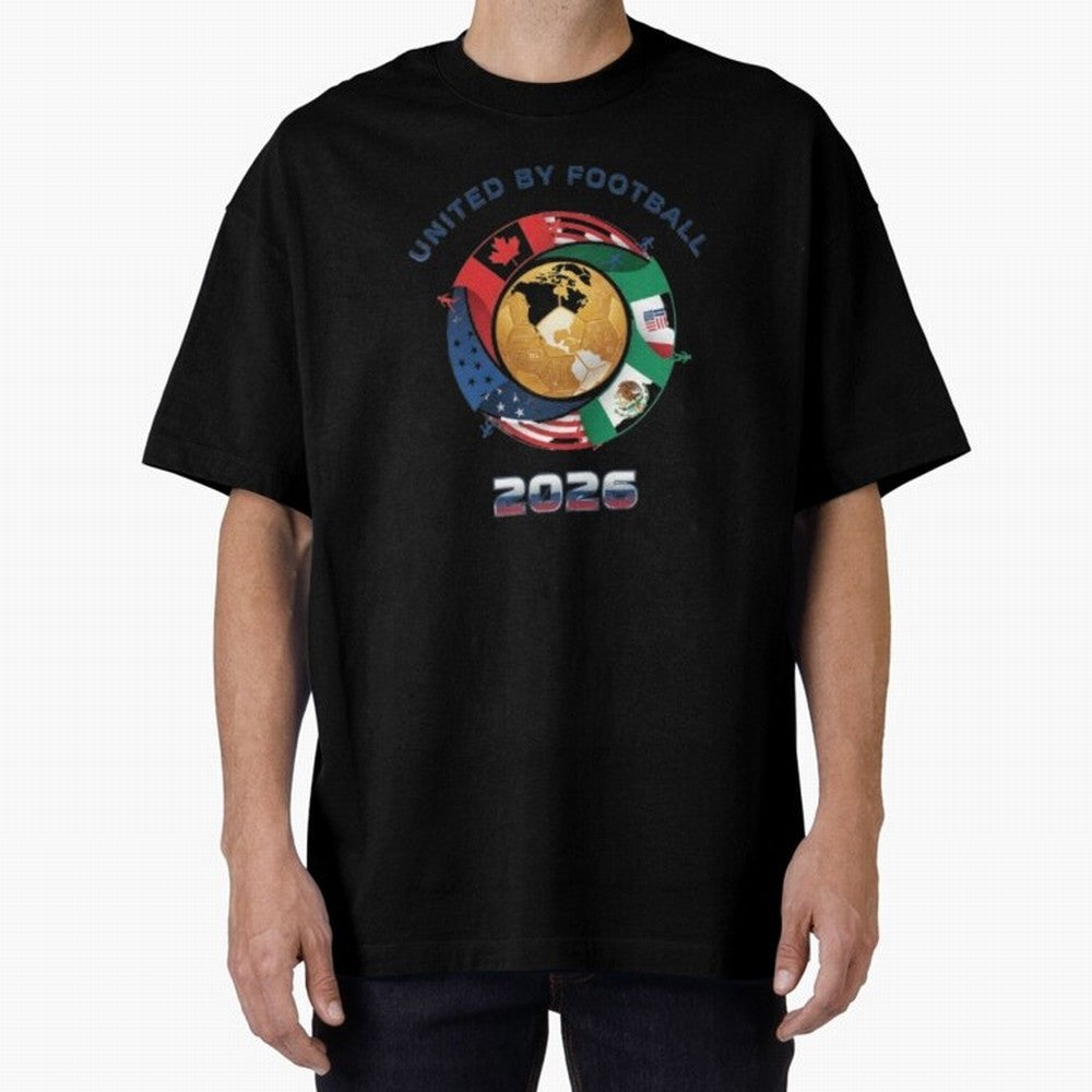 Connected Network Soccer Ball World Cup 2026 Concept Oversized T-Shirt Support Your Favorite Stars during Global Football Passion for FIFA World Cup 2026 USA Canada Mexico, Driven by Haaland and Mbappe, England and Germany, Football History, Final
