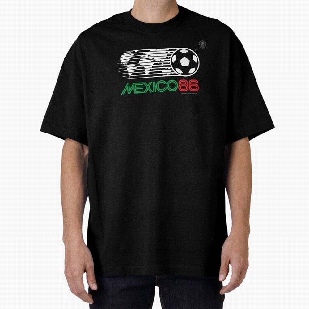 Mexico 86 Logo Tribute ¨C Retro Soccer World Cup Inspired Graphic | Vintage Mexican Football Art | Ruben Santiago Creative Oversized T-Shirt Show Your Tournament Heart for FIFA World Cup 2026 Group Stage for Fans of Messi, CR7 and Mbappe and