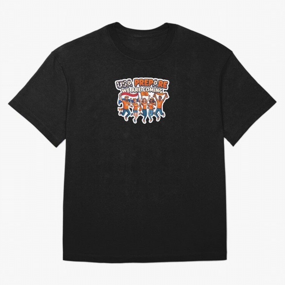 Netherlands Soccer Fans 2026 Sticker We Are Coming Oversized T-Shirt Relive Legendary Nights from FIFA World Cup 2026 USA Canada Mexico for Fans of Neymar and Argentina, France and Brazil, Bringing Sports Nostalgia, International Competition,