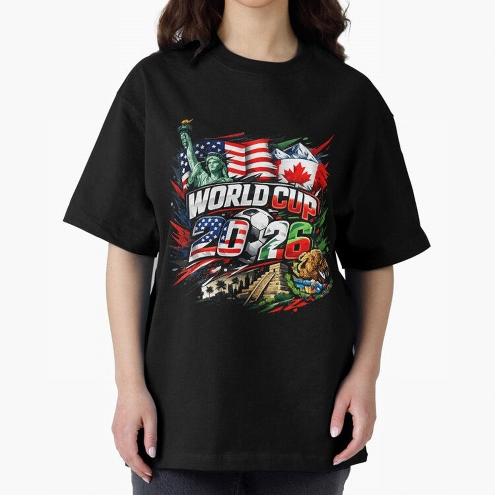 2026 North America Football Championship Oversized T-Shirt Feel International Energy from the FIFA World Cup 2026 USA Canada Mexico Journey through Cristiano Ronaldo Highlights, Portugal, Spain and Germany Pride, Match Day Excitement, Supporter